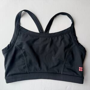 Sweaty Betty Grey High Neck Racerback Sports Bra Light Coverage Size Medium